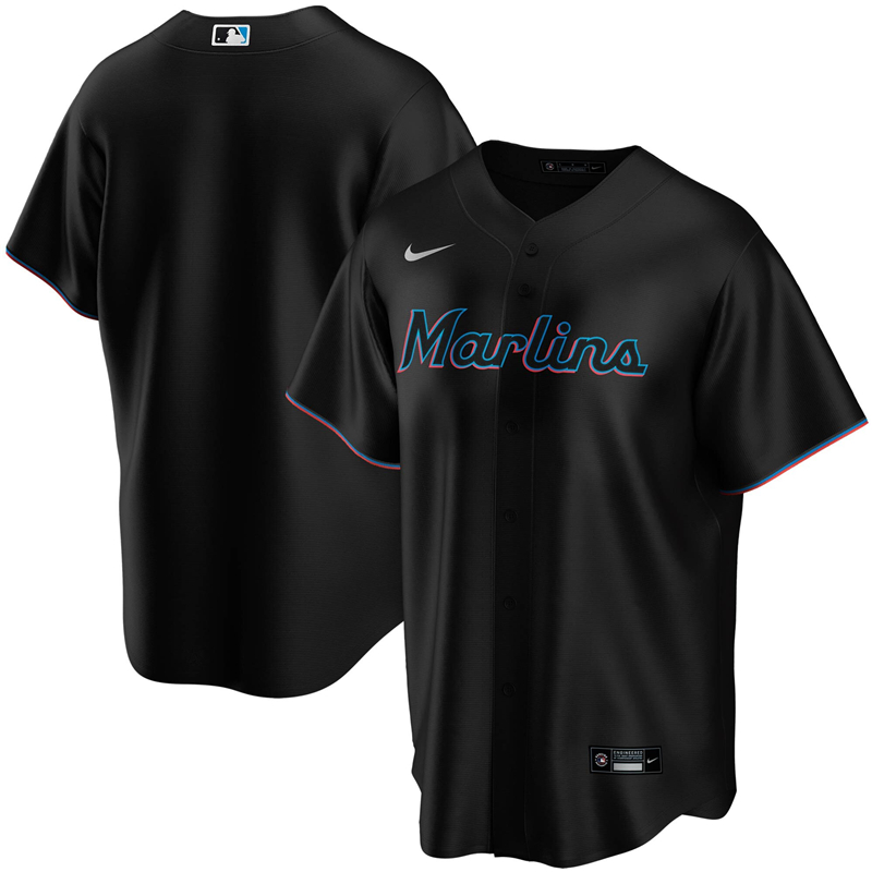 2020 MLB Men Miami Marlins Nike Black Alternate 2020 Replica Team Jersey 1->miami marlins->MLB Jersey